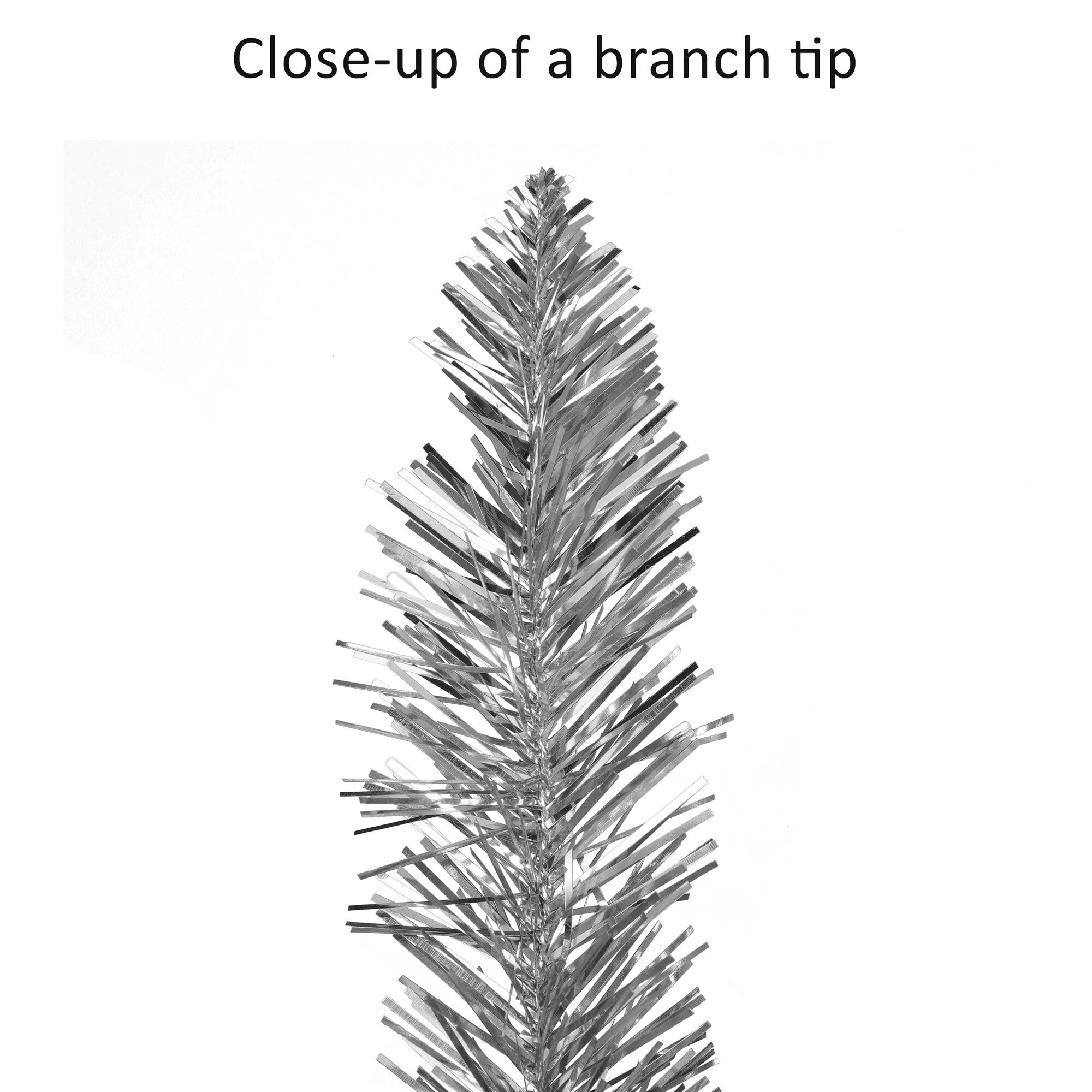 7ft. Pre-Lit Silver Tinsel Artificial Christmas Tree, Clear Lights